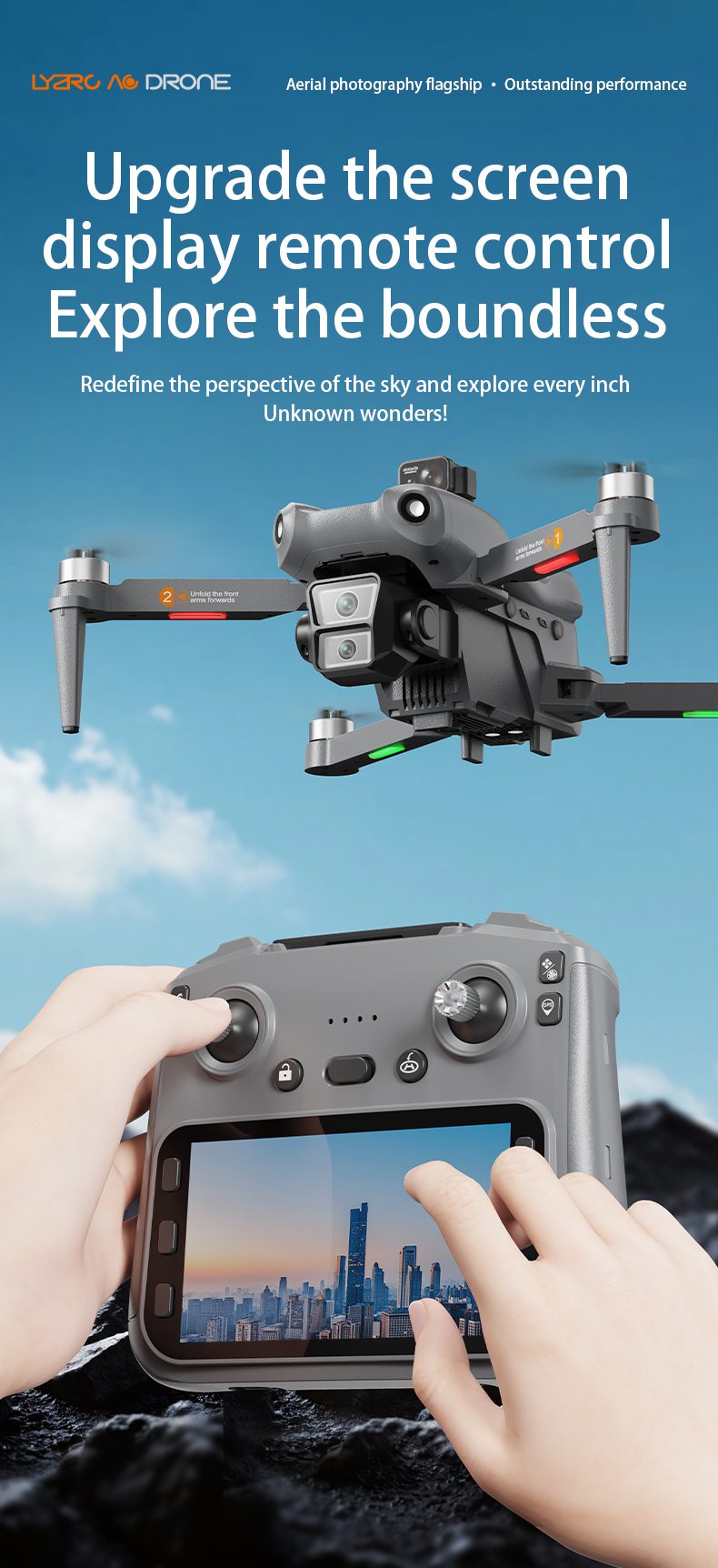 GPS Drone 4.5" Screen 5G Obstacle Avoidance 4K HD Camera UAV L300 MAX