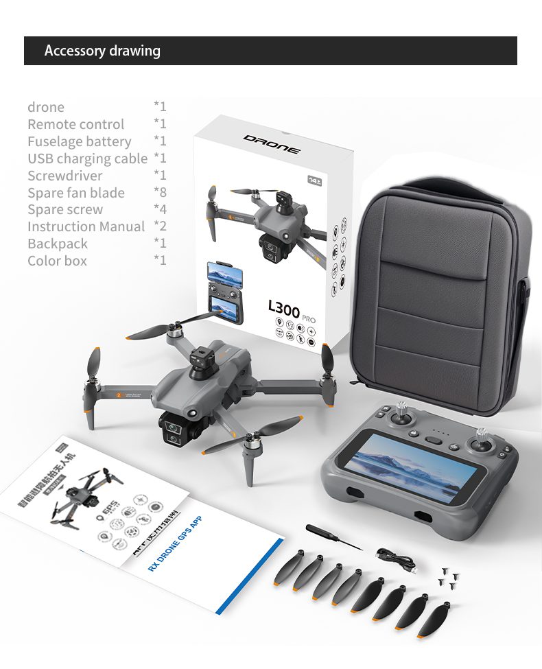 GPS Drone 5.9 Inch Touch Screen 5G Stability 4K HD Camera UAV L300 UItra