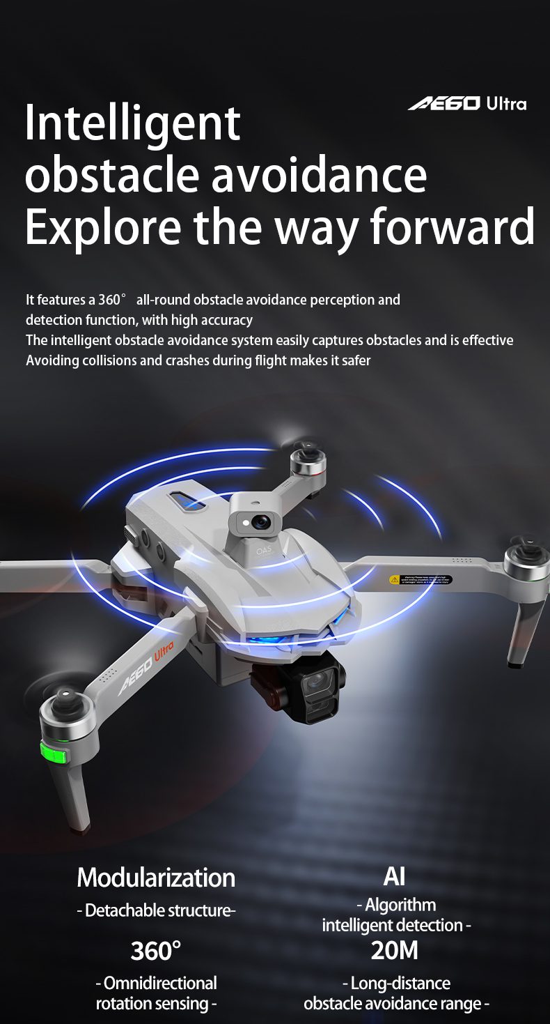 Airdrop GPS Drone 7.2" Screen 7KM Three-Axis Gimbal HD Camera UAV AE60