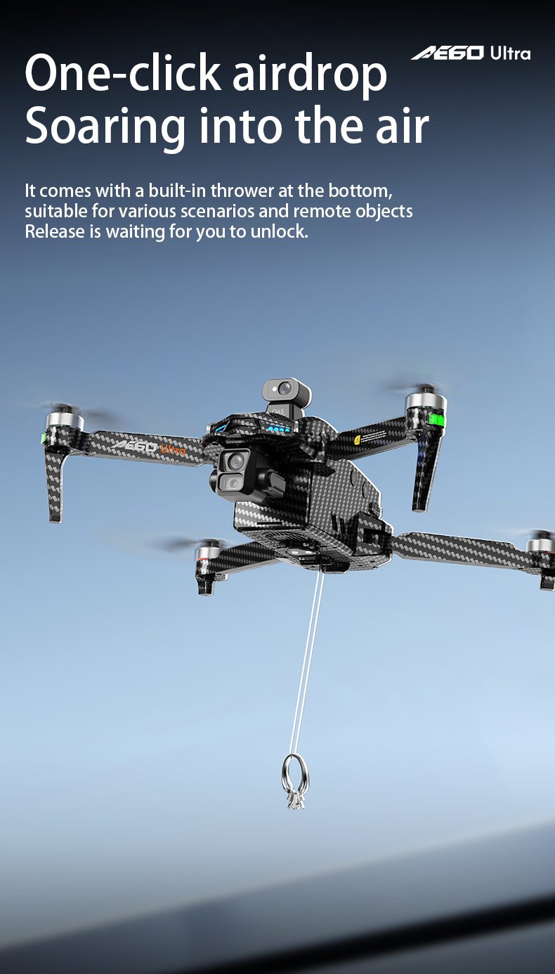 Airdrop GPS Drone 7.2" Screen 7KM Three-Axis Gimbal HD Camera UAV AE60