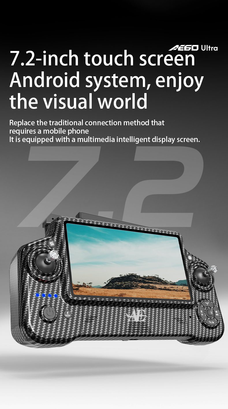 Airdrop GPS Drone 7.2" Screen 7KM Three-Axis Gimbal HD Camera UAV AE60