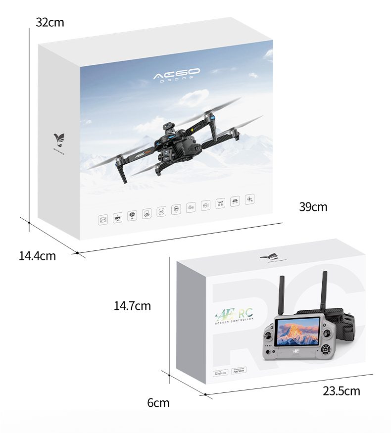 Airdrop GPS Drone 7.2" Screen 7KM Three-Axis Gimbal HD Camera UAV AE60
