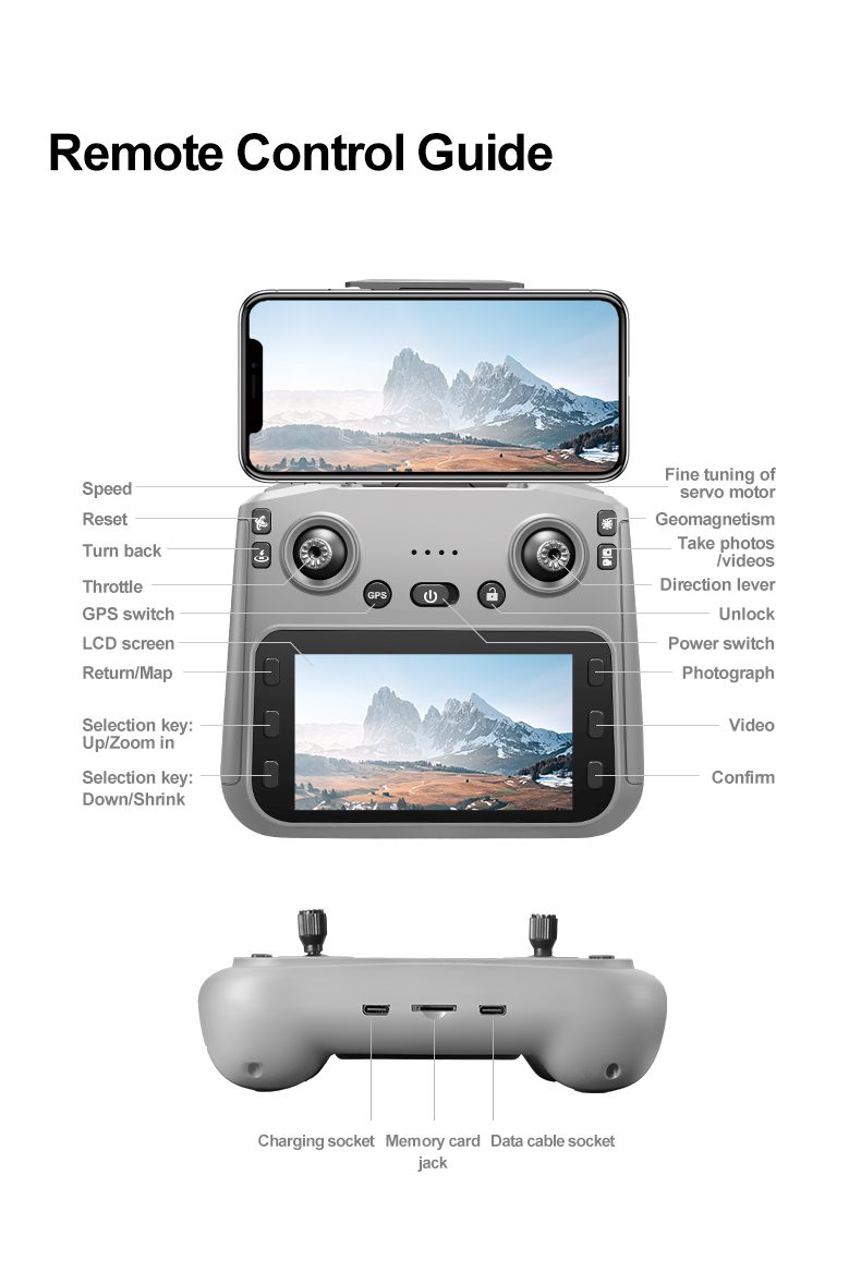 GPS Drone 4.5" Remote Control Screen 5G Relay HD Camera UAV RG800MAX