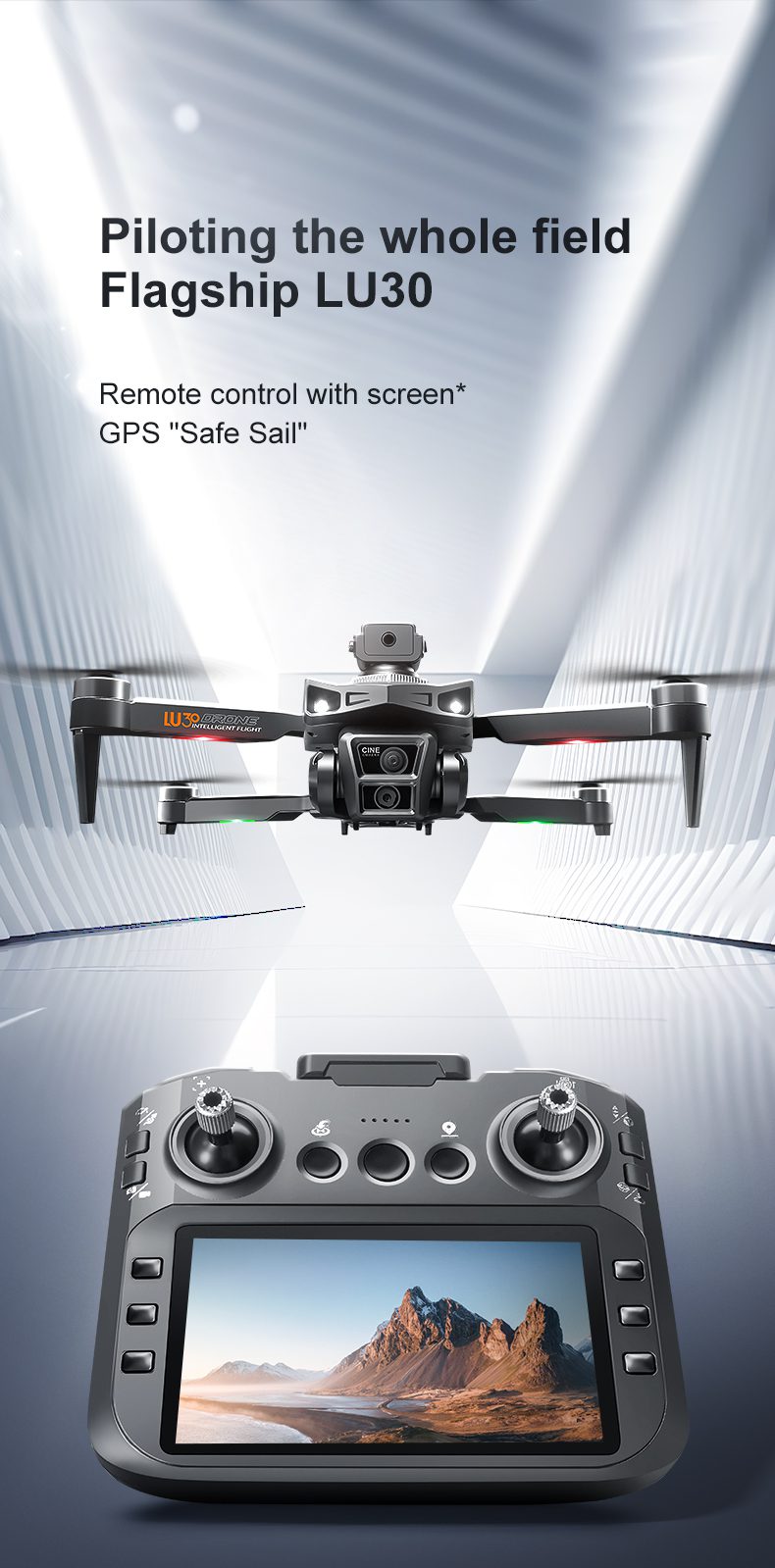 4.5" Remote Control Screen GPS Return Dual Camera Drone LU30