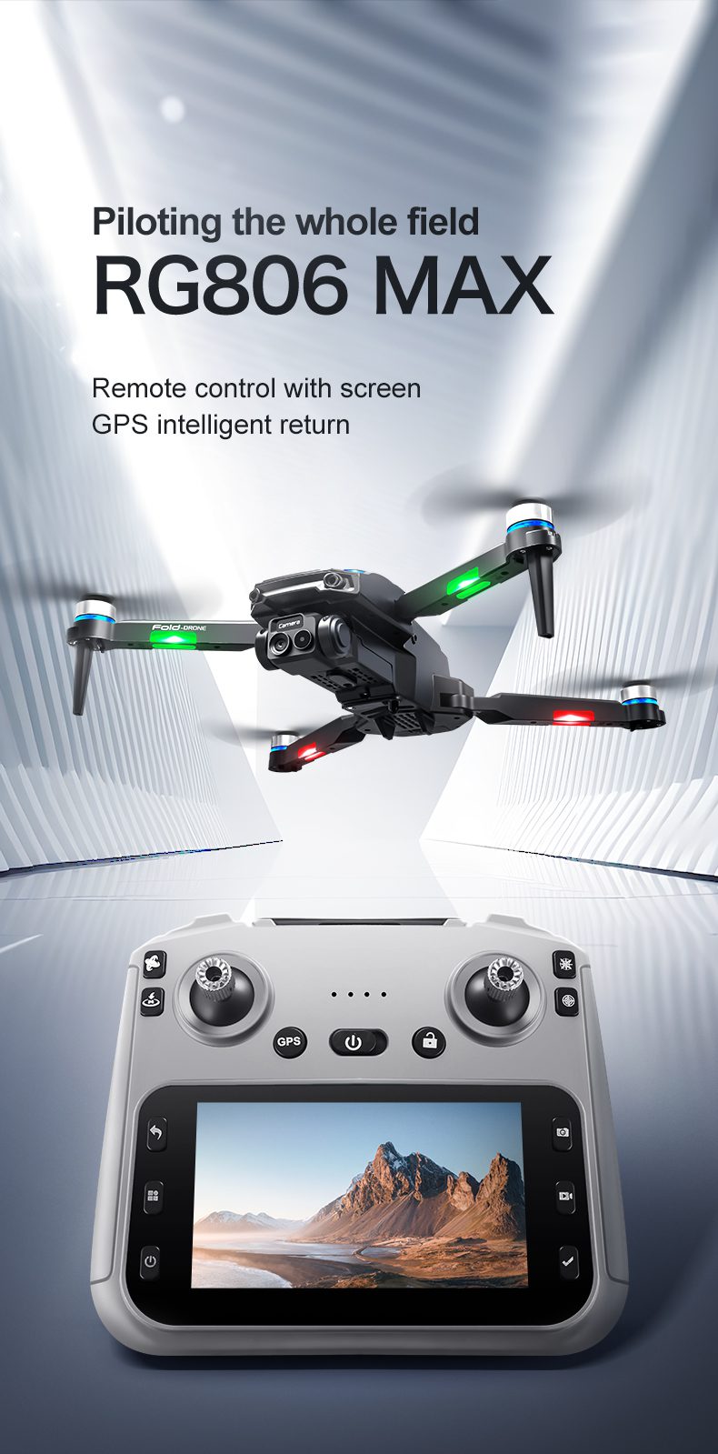 GPS Drone 5.6 Inches Remote Control Screen Camera UAV RG806MAX