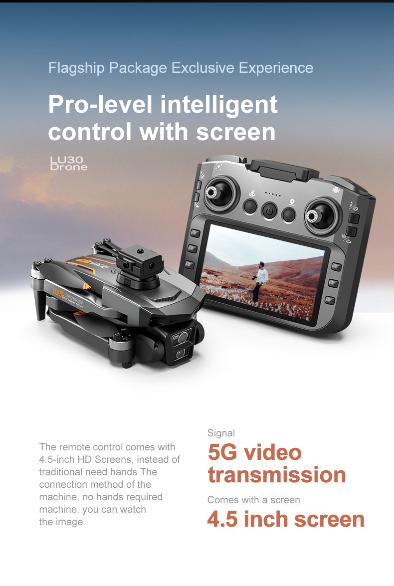 4.5" Remote Control Screen GPS Return Dual Camera Drone LU30