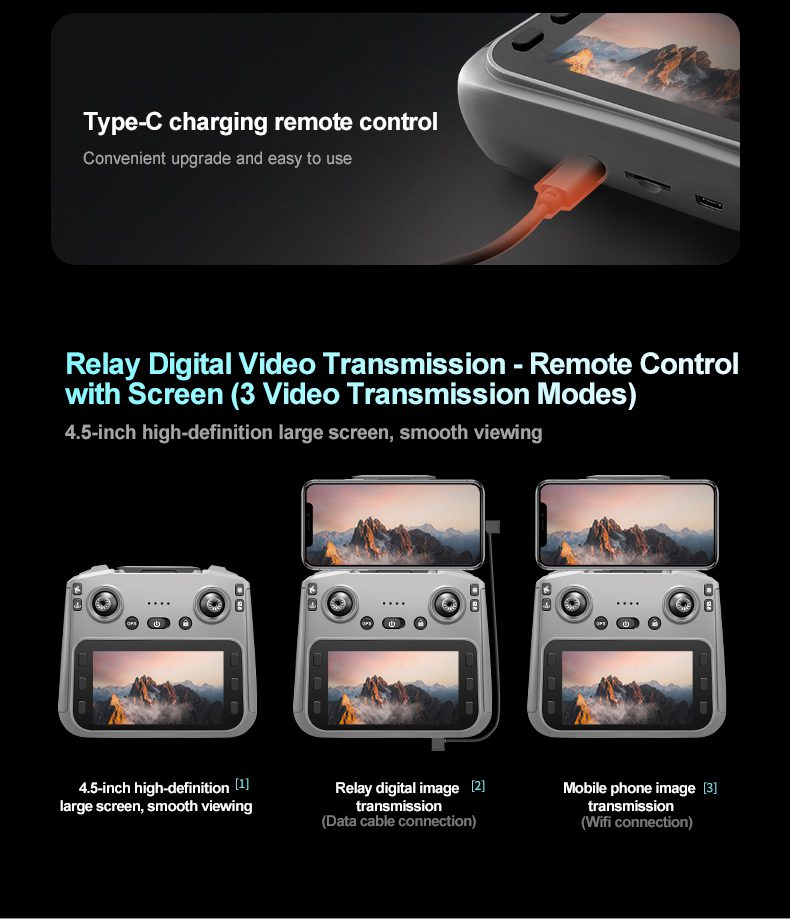 GPS Drone 4.5" Remote Control Screen 5G Relay HD Camera UAV RG800MAX