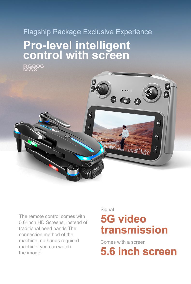 GPS Drone 5.6 Inches Remote Control Screen Camera UAV RG806MAX