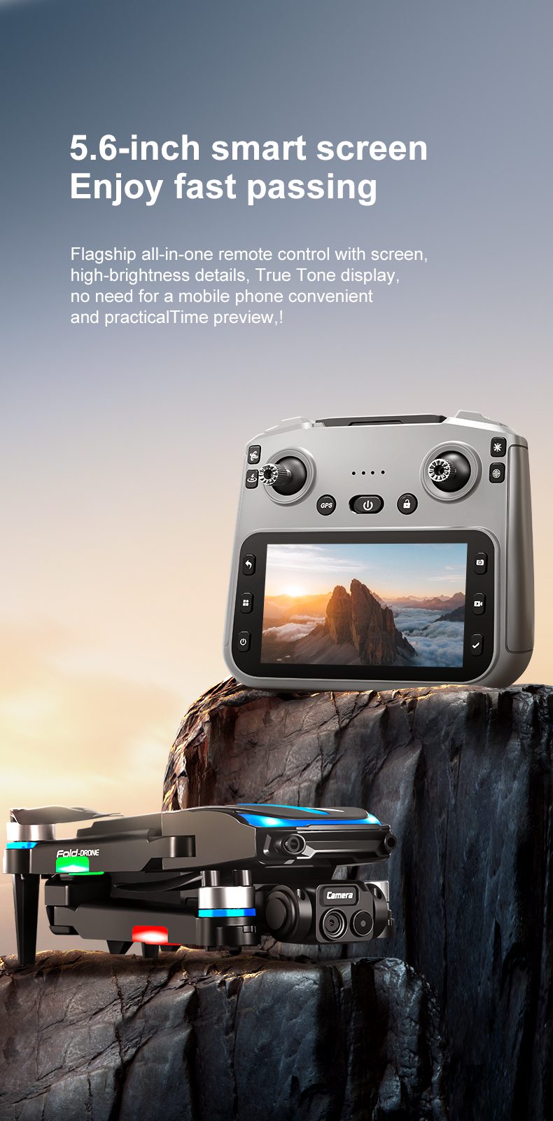GPS Drone 5.6 Inches Remote Control Screen Camera UAV RG806MAX