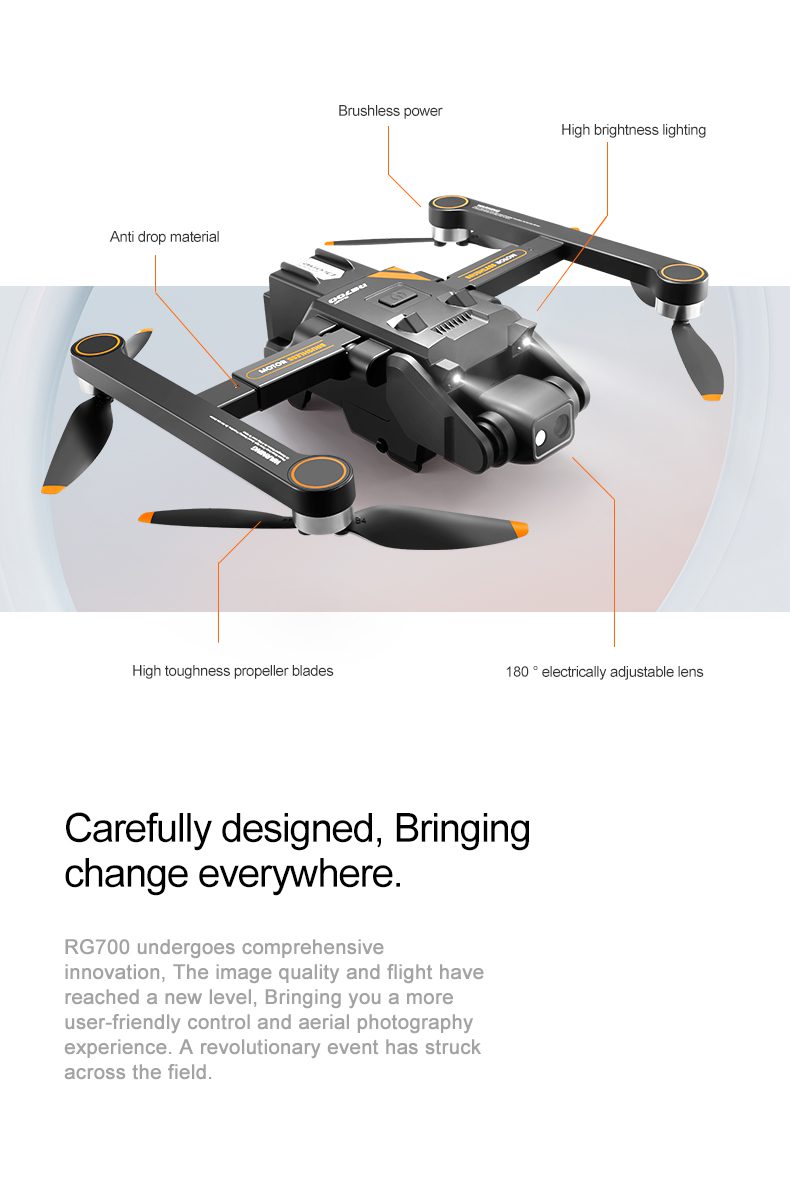 GPS Drone 4.5" Remote Control Screen 5G HD Camera UAV RG700PRO