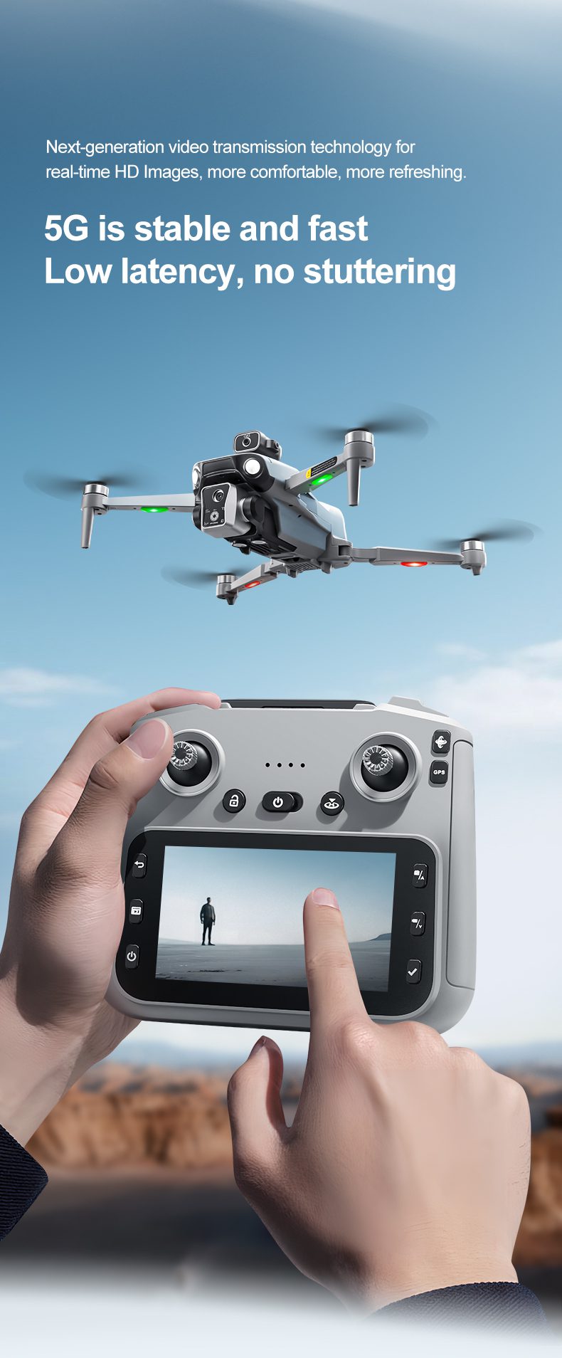 GPS Airdrop Drone 4.5" Remote Control Screen 4K Camera UAV K19MAX