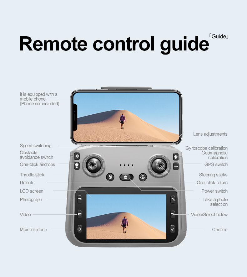 GPS Airdrop Drone 4.5" Remote Control Screen 4K Camera UAV K19MAX