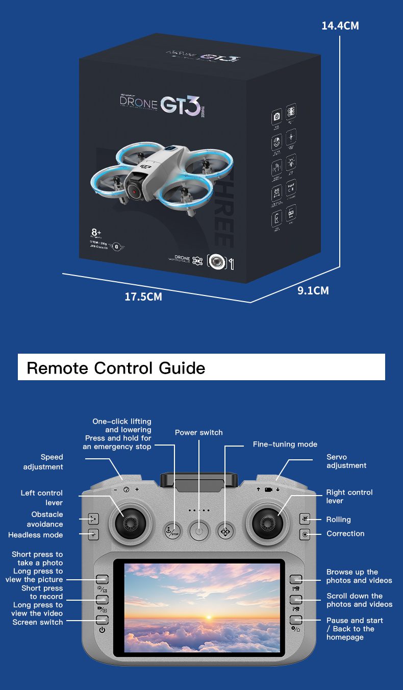 Mini Drone 4.3" Remote Control Screen Protective Cover Aircraft Toy GT3