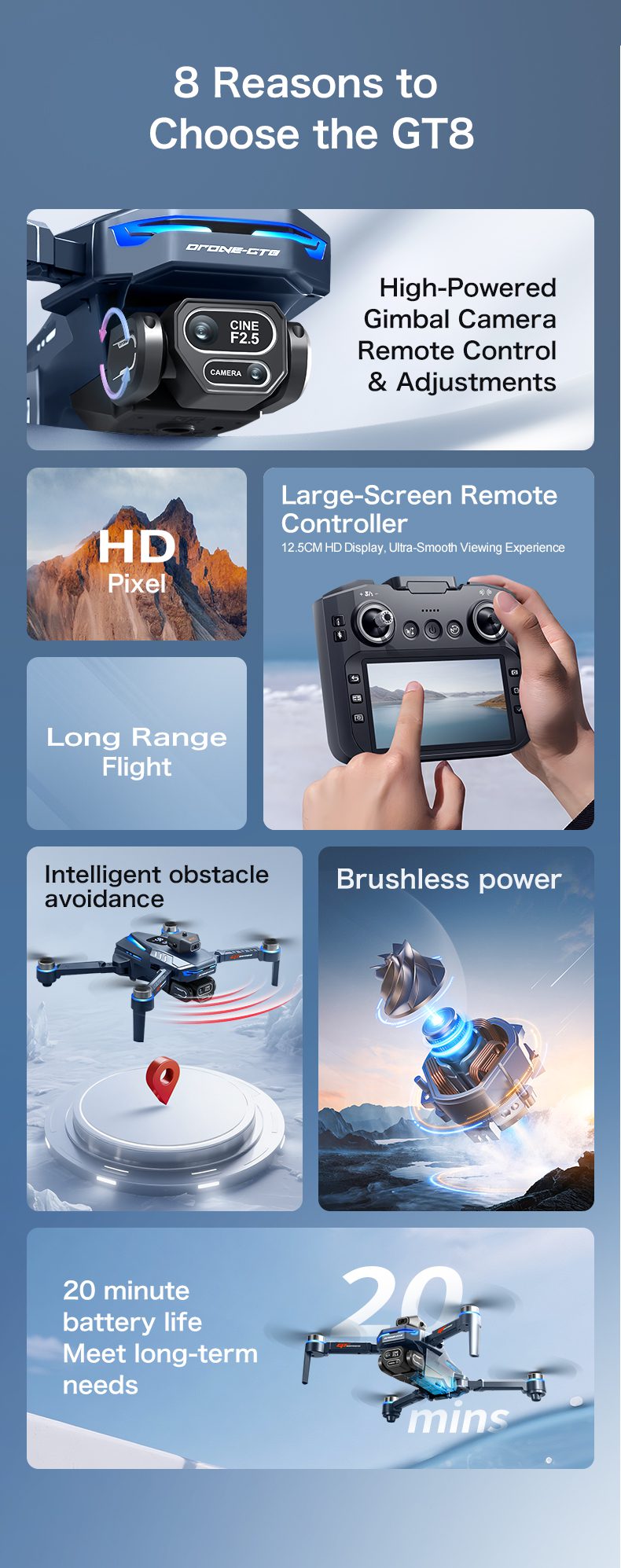 4.3" Remote Screen Drone Optical Flow Camera Aircraft Toy GT8