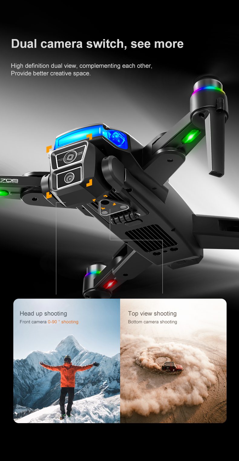 GPS Drone 4.5" Screen Cool Lights 5G 4K HD Camera UAV RG706MAX
