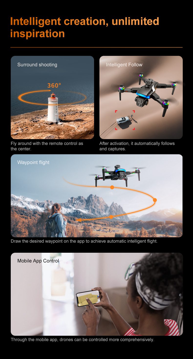 GPS Drone 4.5" Screen Cool Lights 5G 4K HD Camera UAV RG706MAX