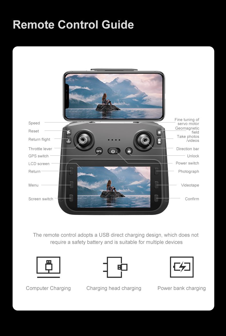 GPS Drone 4.5" Screen Cool Lights 5G 4K HD Camera UAV RG706MAX