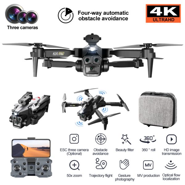 Triple Camera Drone Obstacle Avoidance Quadcopter Toy K10MAX - Image 21