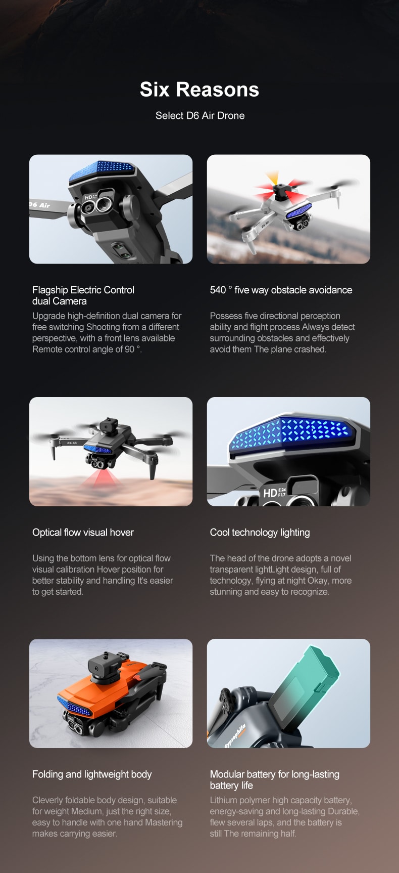 Cool Lights Drone Dual Camera Quadcopter D6Pro