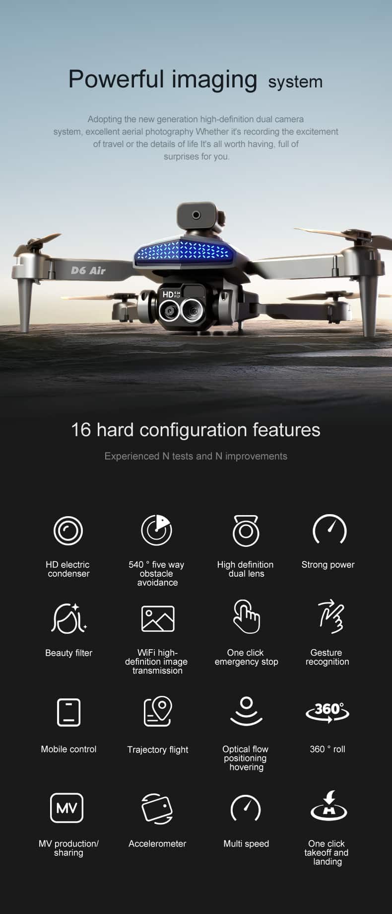 Cool Lights Drone Dual Camera Quadcopter D6Pro