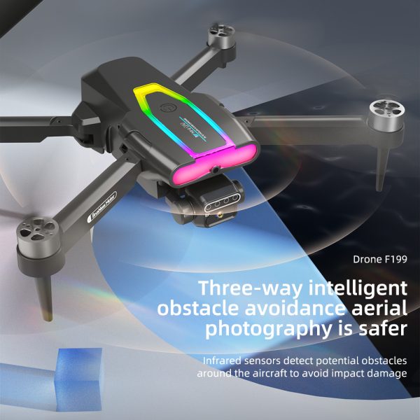 Cool Lights Obstacle Avoidance Dual Camera Drone Toy F199 - Image 10