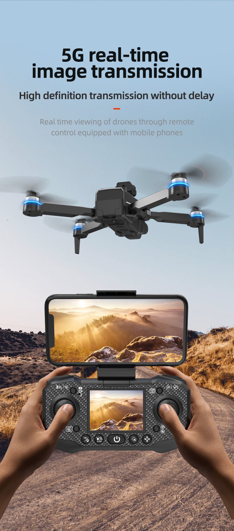 Screen Control Optical Flow Hovering Obstacle Avoidance Drone Toy LF633PRO