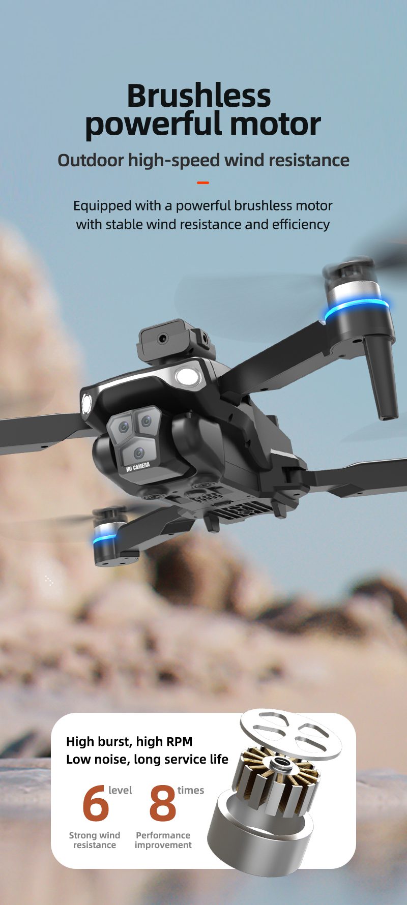Screen Control Optical Flow Hovering Obstacle Avoidance Drone Toy LF633PRO