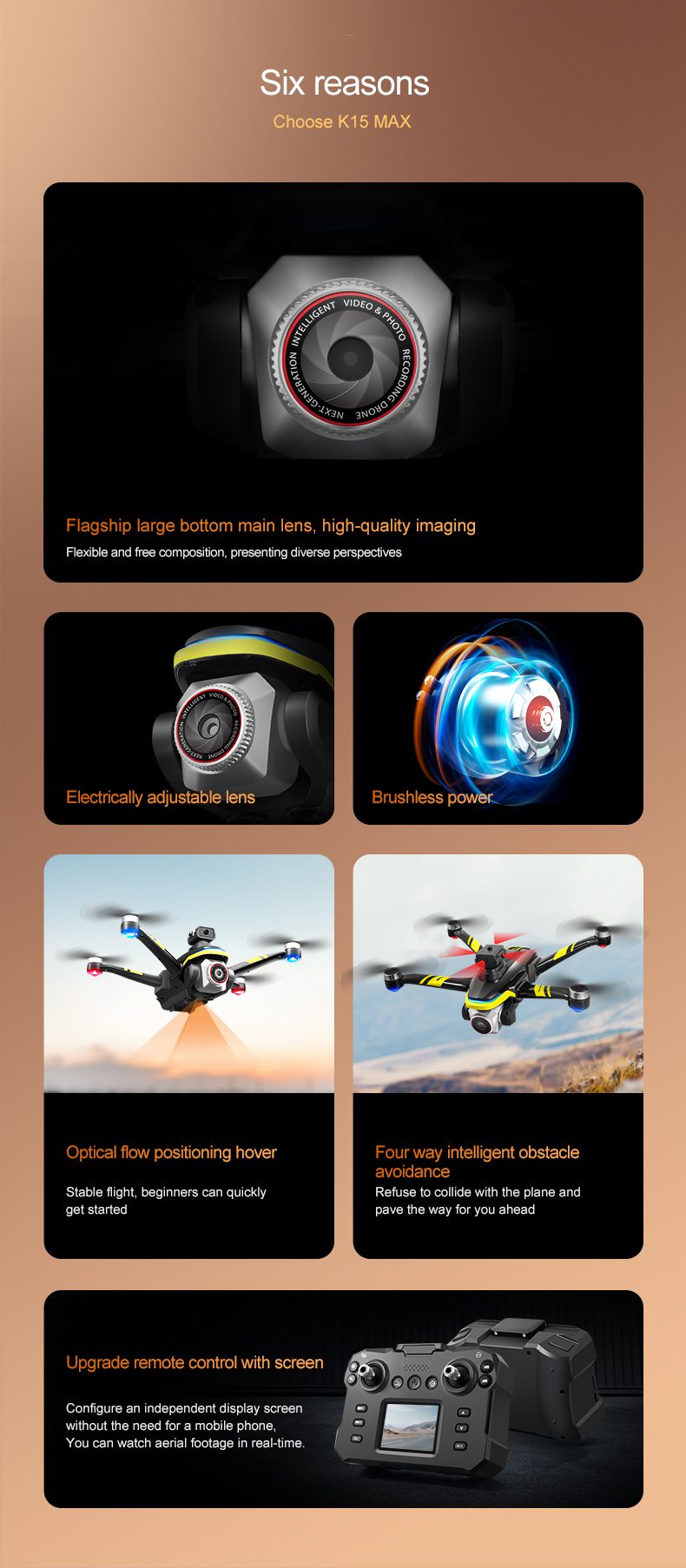Remote Control Screen Control Optical Flow Camera Drone Toy K15MAX