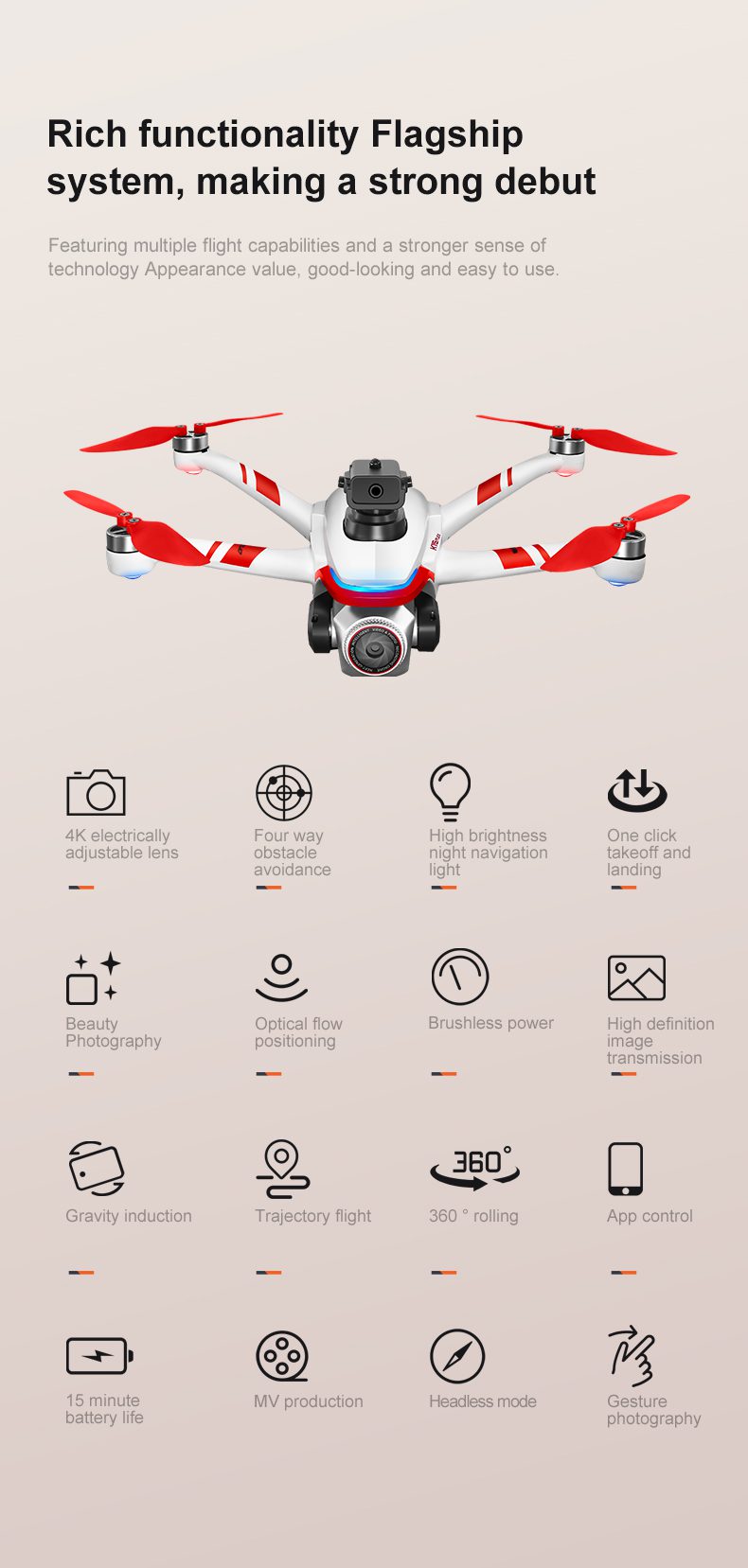 Remote Control Screen Control Optical Flow Camera Drone Toy K15MAX