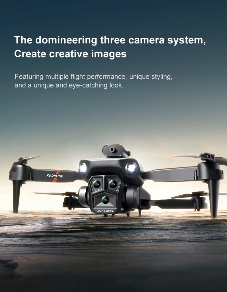 Triple Camera Obstacle Avoidance Optical Flow Drone Toy K6MAX