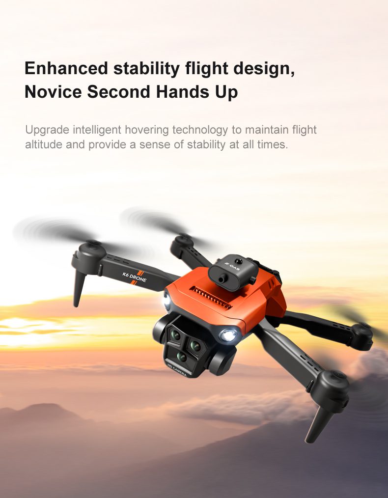 Triple Camera Obstacle Avoidance Optical Flow Drone Toy K6MAX