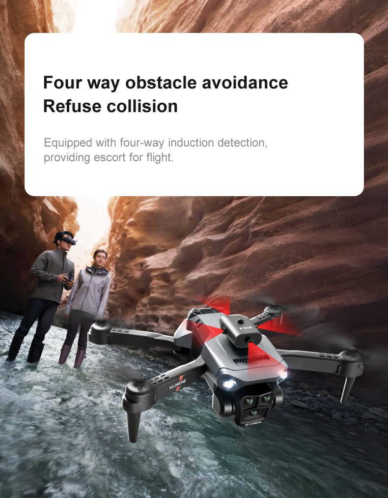 Triple Camera Obstacle Avoidance Optical Flow Drone Toy K6MAX