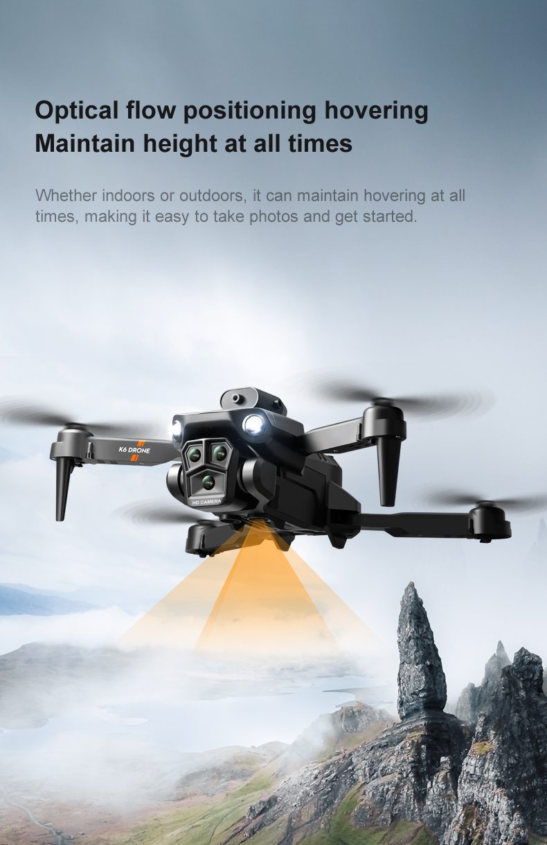 Triple Camera Obstacle Avoidance Optical Flow Drone Toy K6MAX