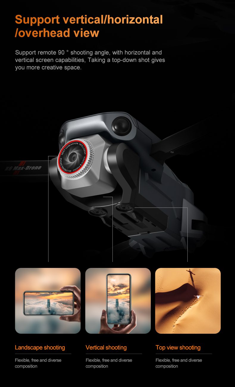 Screen Control Obstacle Avoidance Optical Flow Drone Toy K6MAX