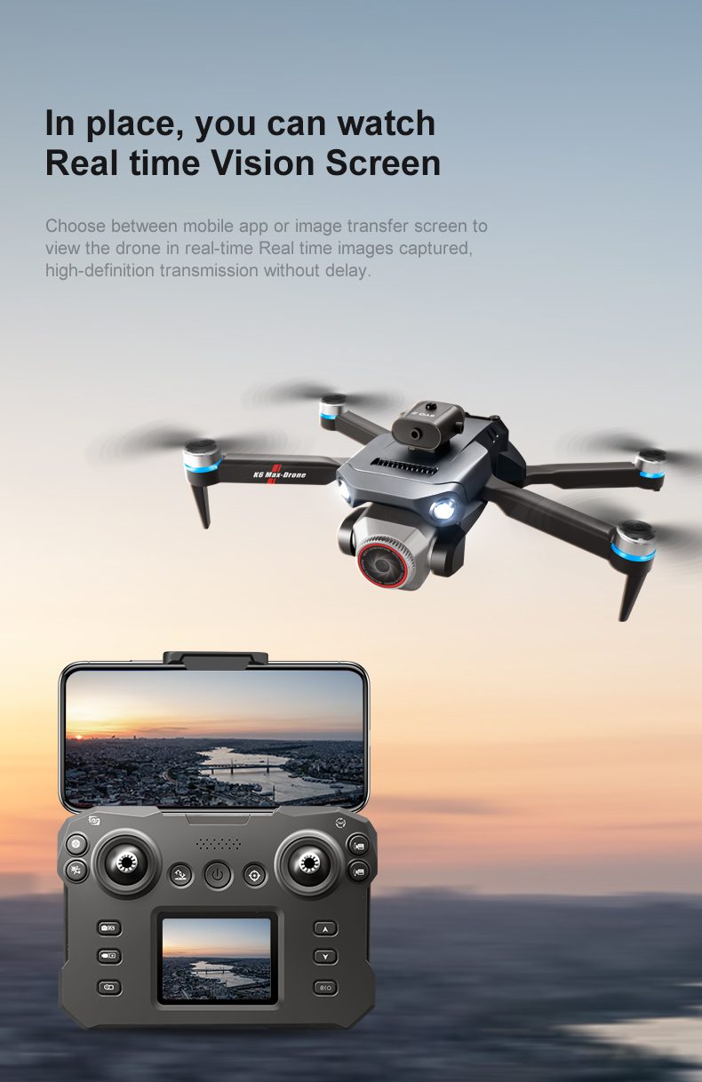 Screen Control Obstacle Avoidance Optical Flow Drone Toy K6MAX