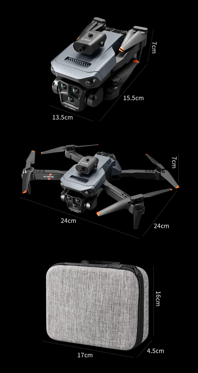 Triple Camera Obstacle Avoidance Optical Flow Drone Toy K6MAX