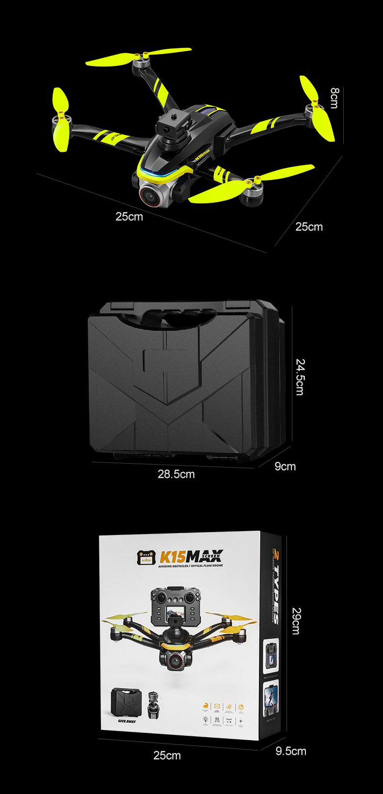 Remote Control Screen Control Optical Flow Camera Drone Toy K15MAX