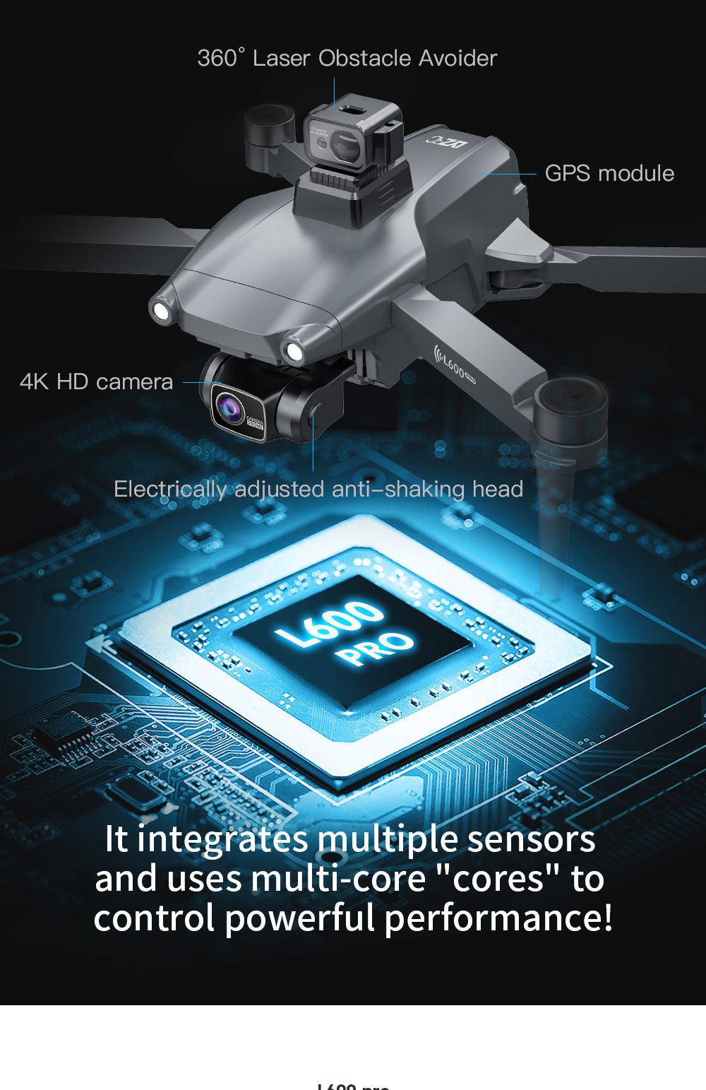 GPS Three Axis Gimbal 5G Professional 4K HD Camera Drone L600PRO