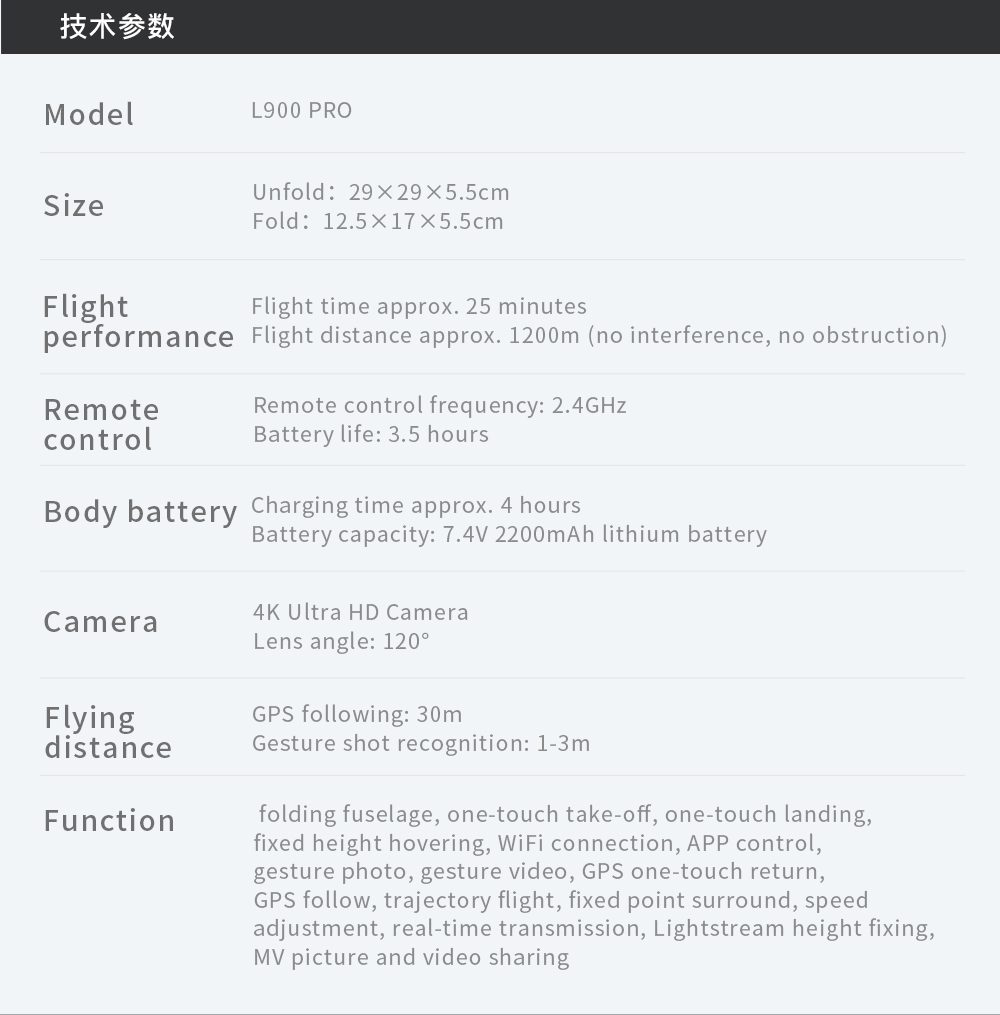 1.2KM Flight GPS Intelligent Return 4K HD Camera Drone L900PROSE