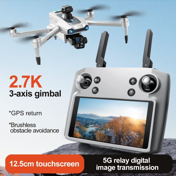 GPS Return 5G Relay 6KM Flight Remote Screen 4K HD Camera Drone S819 - Image 4