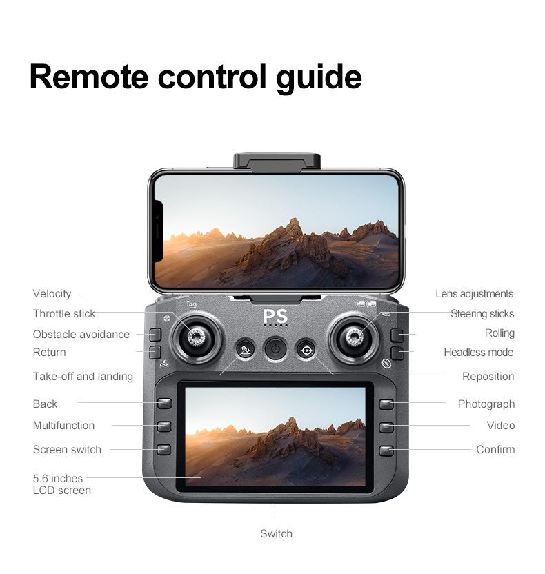 5.6" Screen Control Obstacle Avoidance Dual Camera Drone Toy D13
