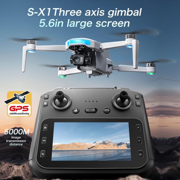 GPS 5.6" Screen 5G Three Axis EIS Stabilization HD Camera Drone S-X1 - Image 12