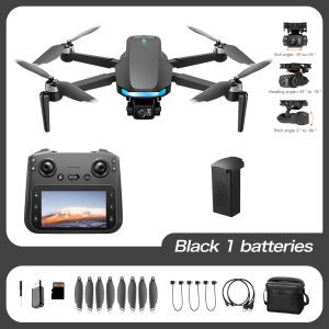 GPS Drone 5.6" Screen 5G Three Axis EIS Stabilization HD Camera UAV S-X1 - Black, One Battery