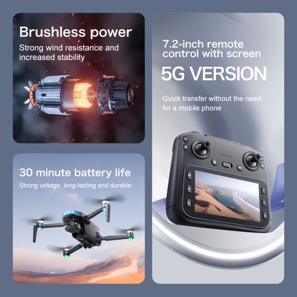 GPS 5.6" Screen 5G Three Axis EIS Stabilization HD Camera Drone S-X1 - Image 36