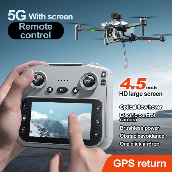 Airdrop GPS Drone 4.5" Remote Control Screen 4K Camera UAV K18MAX - Image 17