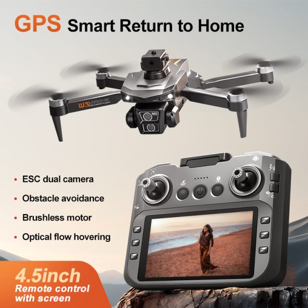 4.5" Remote Control Screen GPS Return Dual Camera Drone LU30 - Image 4