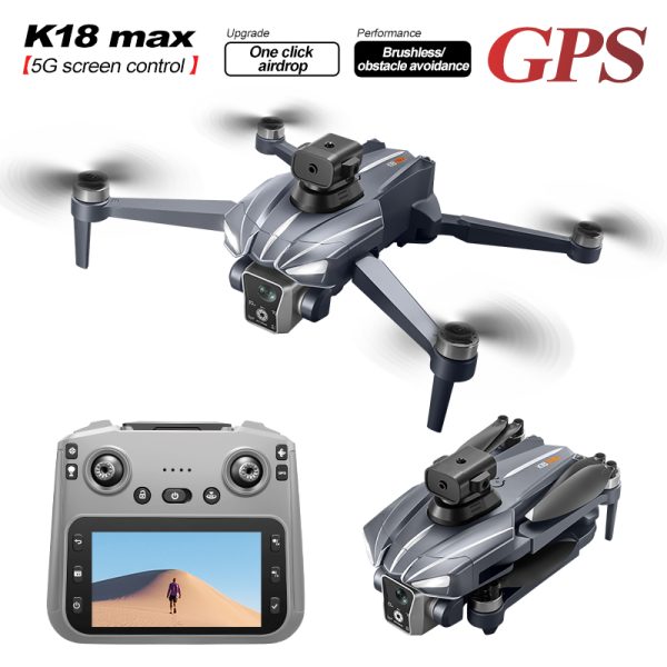 Airdrop GPS Drone 4.5" Remote Control Screen 4K Camera UAV K18MAX - Image 6