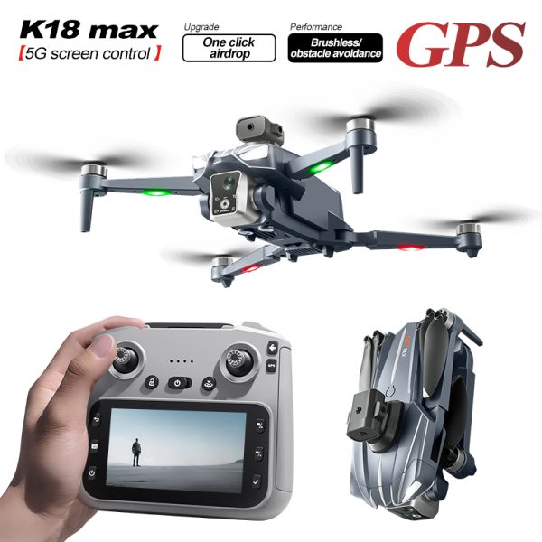 Airdrop GPS Drone 4.5" Remote Control Screen 4K Camera UAV K18MAX - Image 5