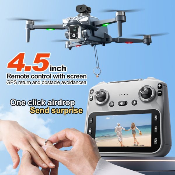 Airdrop GPS Drone 4.5" Remote Control Screen 4K Camera UAV K18MAX - Image 3